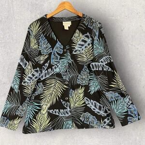 COLDWATER CREEK Women multicolor Slinky Travel Knit Button Front Blouse SZ/M